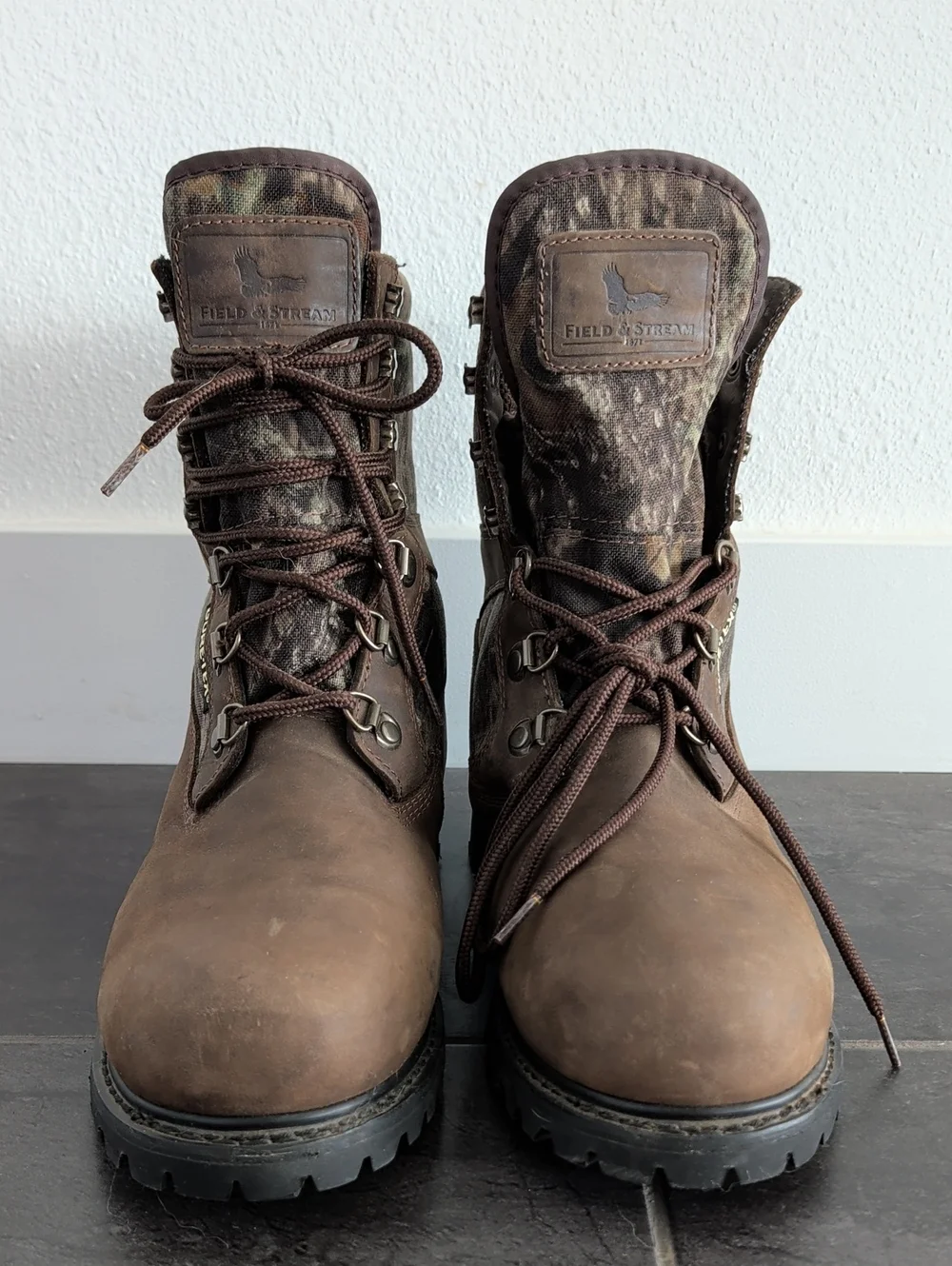 Field & Stream Camo Goretex Leather Lace Up Hunting Boots Size 10½